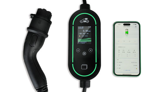 7kW Portable EV Charger with 2.4-inch LCD Screen 5m Charging Cable and Flame Retardant PC Material