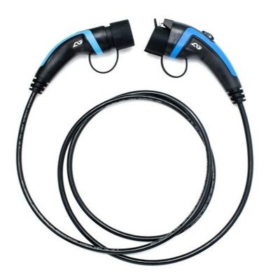 Buy 32A CE Approved IP67 Rated Type 1 to Type 2 EV Charging Cable with Blue Connector Plug online manufacture