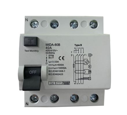 Buy 4 Pole RCD Circuit Breaker 415V 63A 3 Phase Circuit Breaker online manufacture