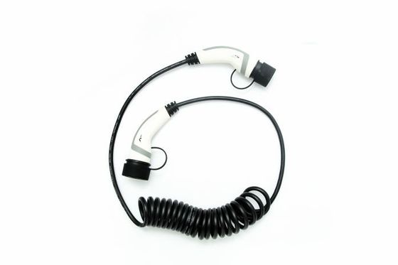 IEC 62196-2 Standard 32A Rated Current Type 2 To Type 2 Spiral Cable For Electric Vehicle Charging