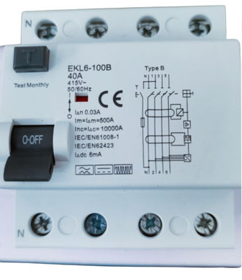 2P / 4P 40A RCCB Circuit Breaker AC 30mA Electrical Life 2000 Cycles