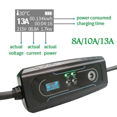 Type2 8-16A 1P Portable Electric Vehicle Charger UK 3 PINS Outlet