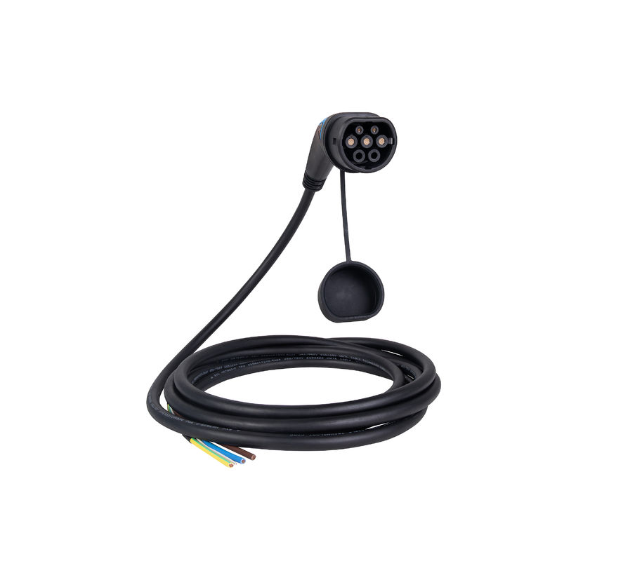 Tethered IEC 62196 standards electric vehicle charging cable 32A 480V