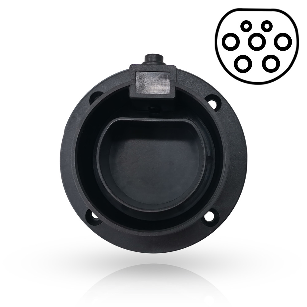 IEC62196 Type 2 EV Plug Holder Black Steel With Cable Management