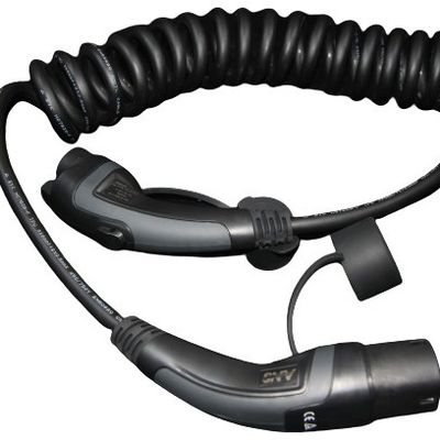 Good price 16A 1phase 3.6kW black/grey type 1 to type 2 TPU ev charging cable/spiral ev charging cables online